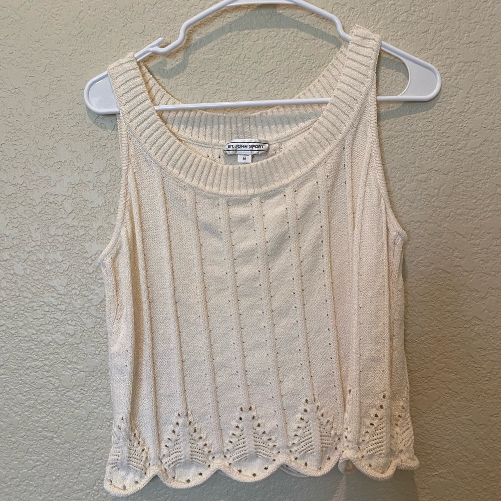 St. John Cream Knit Tank Top